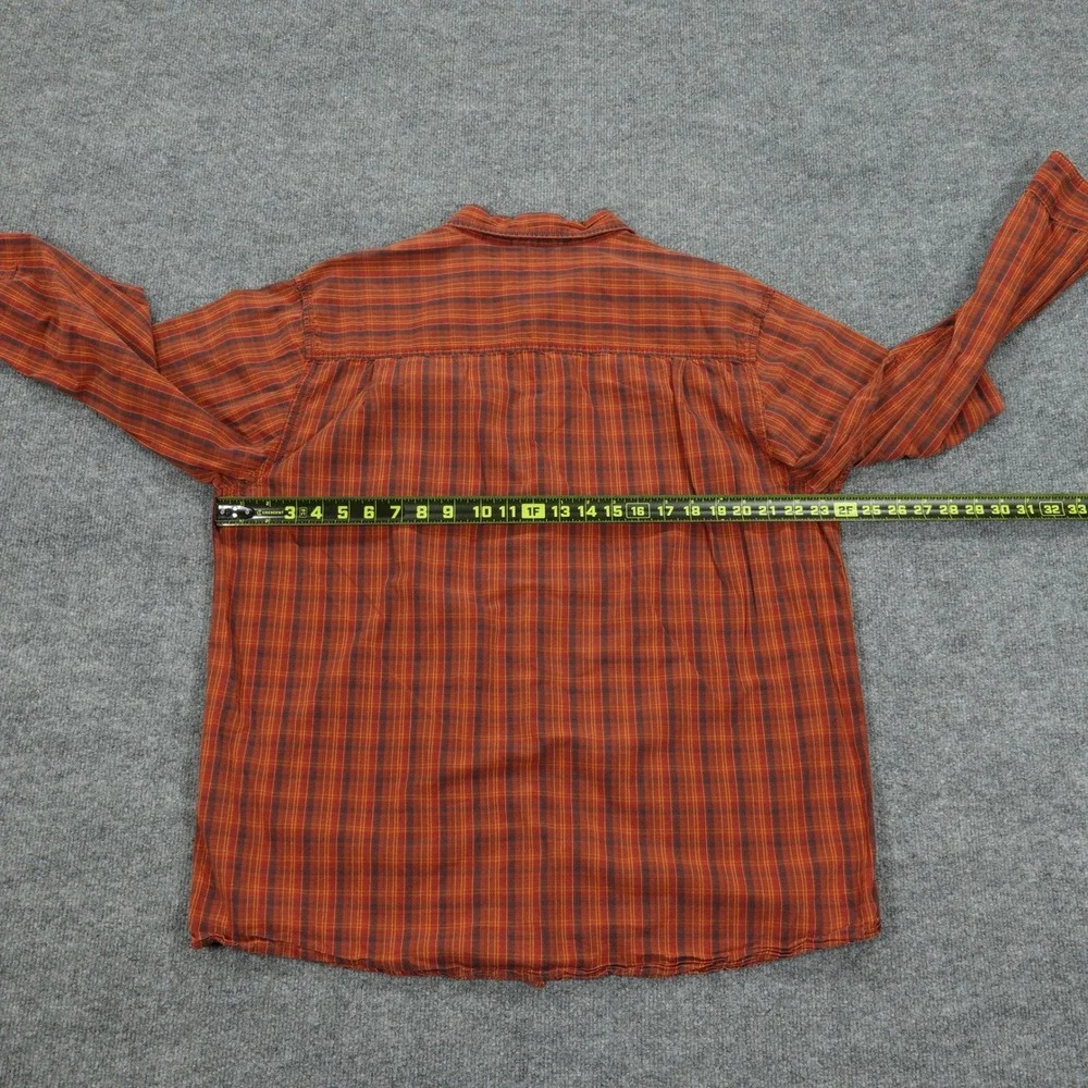 The North Face Shirt Mens XL Orange Plaid Long Sleeve Button Front Cotton Pocket